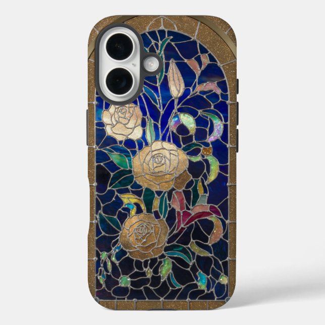 Gold Glitzer Glass iPhone 16 Fall Hülle (Rückseite)