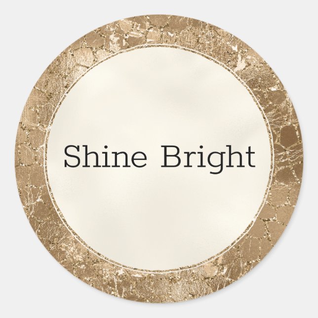 Gold Glitzer Glitz Giraffe Print Runder Aufkleber (Vorderseite)