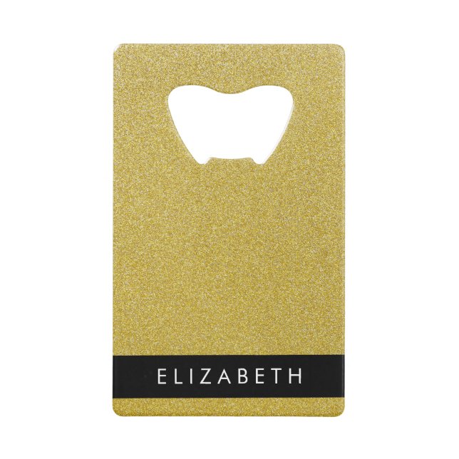 Gold Glitzer, Glitzer Hintergrund, Ihr Name Geldbeutel Flaschenöffner (Vorderseite)