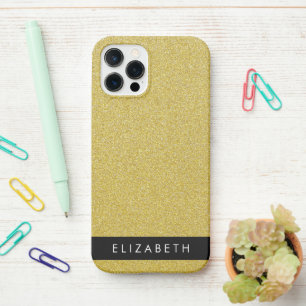 Gold Glitzer, Glitzer Hintergrund, Ihr Name iPhone 12 Pro Hülle