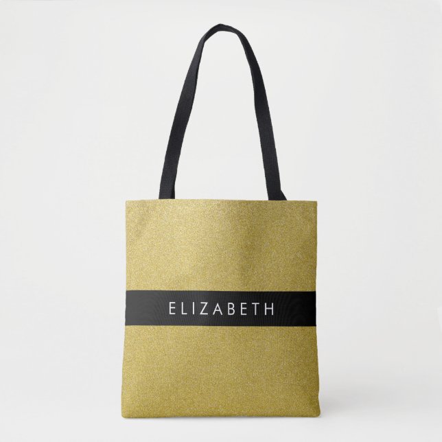 Gold Glitzer, Glitzer Hintergrund, Ihr Name Tasche (Vorderseite)