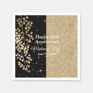 Gold Glitzer Glitzern Elegante Schwarze Kalligraph Serviette