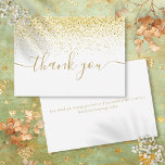 Gold Glitzer Glitzern Moderne Elegante Schrift Dankeskarte<br><div class="desc">Einfache moderne und elegante Drehbuch Dankeschön-Karte mit Gold Glitzer Glitzern. Sie können mit Ihrer eigenen Dankeschön-Nachricht auf der Rückseite personalisieren oder wenn Sie es vorziehen,  Ihre eigene handgeschriebene Nachricht hinzuzufügen einfach den Text löschen. Ein perfekter Weg,  um Ihnen zu danken! Entwickelt von Thisisnotme©</div>