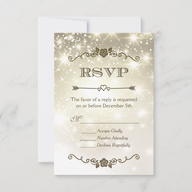 Gold Glitzer Glitzern Wedding RSVP Karte (Vorderseite)