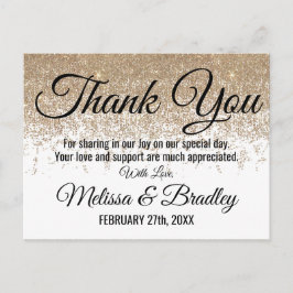 Gold Glitzer Glitzern White Vielen Dank Postkarte