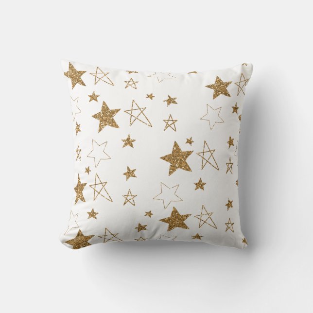Gold Glitzer Glitzy Stars Kissen (Vorderseite)