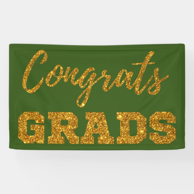 Gold Glitzer Glückwunschs Grads Banner (Horizontal)