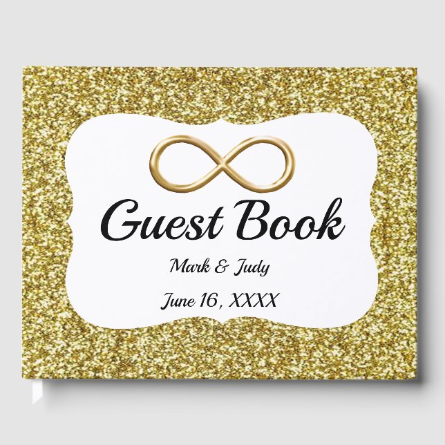 Gold Glitzer Gold Infinity Wedbook Gästebuch (Vorderseite)