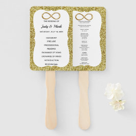 Gold Glitzer Gold Infinity Wedding Program Fans Fächer