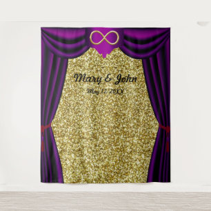 Gold Glitzer Gold Unfinity Lila Vorhang Wandteppich