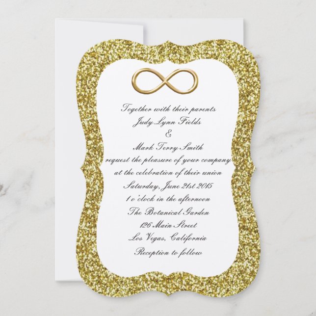 Gold Glitzer Gold Unfinity Wedding Einladung (Vorderseite)