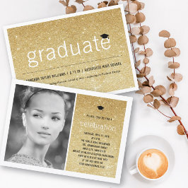 Gold Glitzer Graduate Simple Chic Graduation Party Einladung