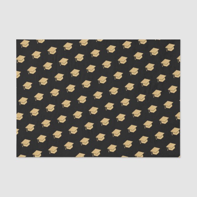 Gold Glitzer Graduation Cap Muster Schwarz Seidenpapier (Vorderseite)