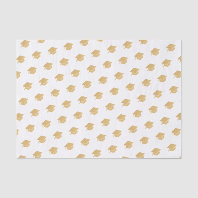 Gold Glitzer Graduation Cap Muster Weiß Seidenpapier (Vorderseite)