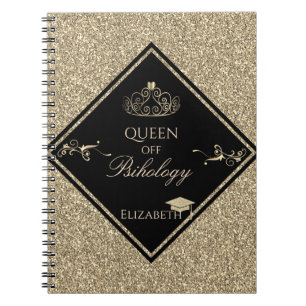 Gold Glitzer Graduation Cap, Tiara Notizblock