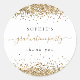 Gold Glitzer Graduation Party Vielen Dank Runder Aufkleber