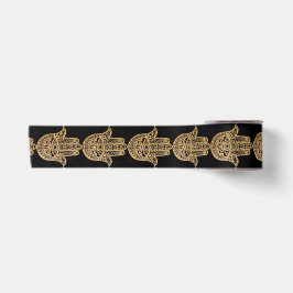 Gold Glitzer Hamsa Lucky Hand Mystical Black Satinband
