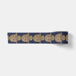 Gold Glitzer Hamsa Lucky Hand Mystical Marine Blau Satinband