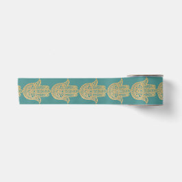 Gold Glitzer Hamsa Lucky Hand Mystical Türkis Satinband
