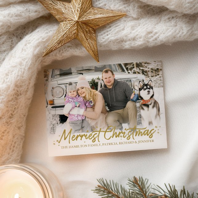 Gold Glitzer Handgeschriebenes Foto Frohe Weihnach Postkarte (Von Creator hochgeladen)
