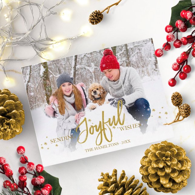 Gold Glitzer Handgeschriebenes Foto Weihnachtsfeie Postkarte (Von Creator hochgeladen)