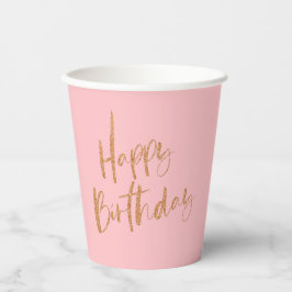 Gold Glitzer Happy Birthday Pappbecher