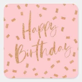 Gold Glitzer Happy Birthday Quadratischer Aufkleber
