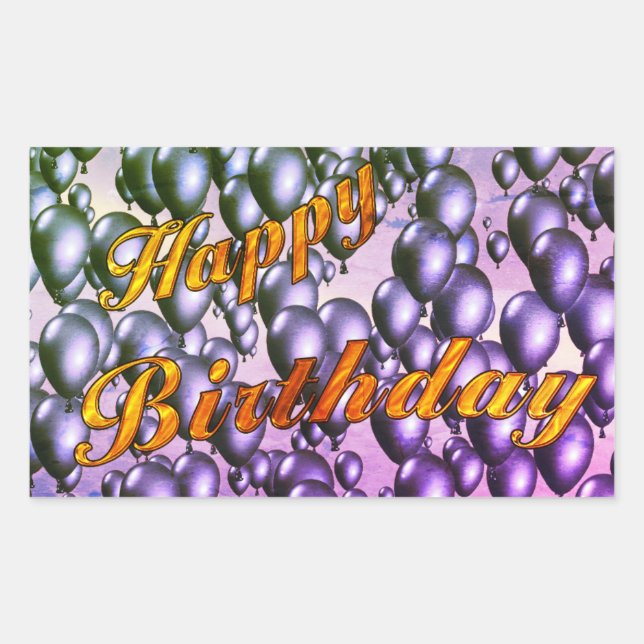 Gold Glitzer Happy Birthday Rechteckiger Aufkleber (Vorderseite)