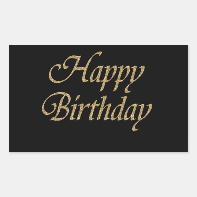 Gold Glitzer Happy Birthday Rechteckiger Aufkleber (Vorderseite)