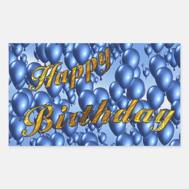 Gold Glitzer Happy Birthday Rechteckiger Aufkleber (Vorderseite)