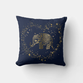 Gold Glitzer Heart Frame Gold Floral Elephant Kissen