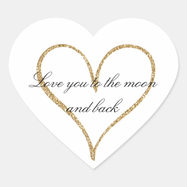 Gold Glitzer Heart Liebe Herz-Aufkleber (Vorderseite)