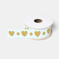 Gold Glitzer Heart on Light Blue