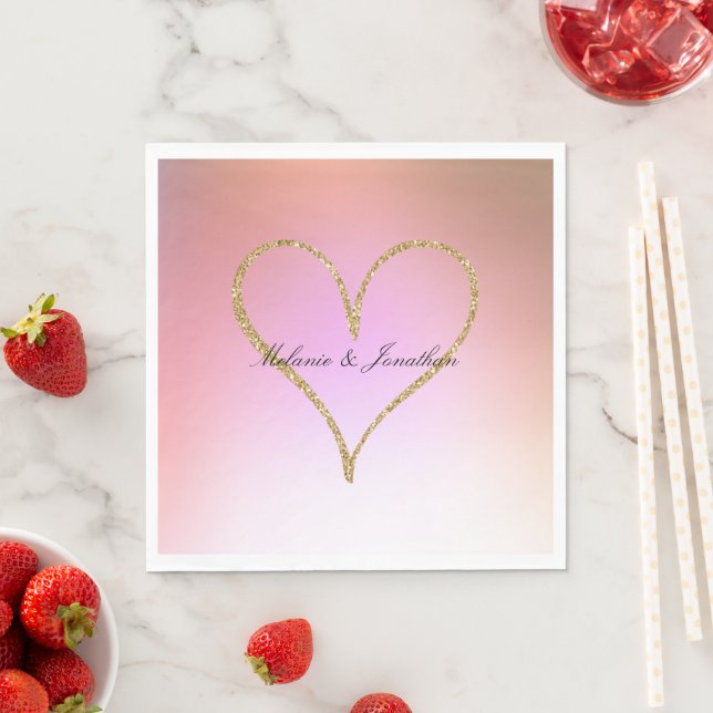 Gold Glitzer Heart Pink Ombre Serviette (Beispiel)