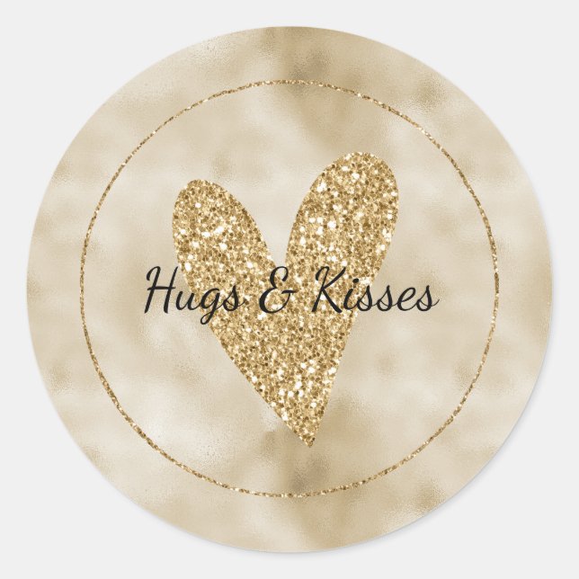 Gold Glitzer Heart Runder Aufkleber (Vorderseite)