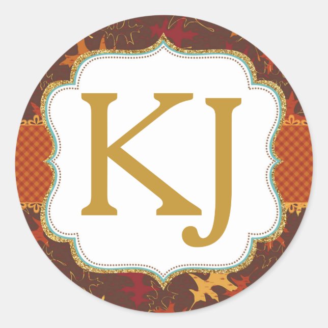 Gold Glitzer Herbst Eichen Blätter Kinderdusche Runder Aufkleber (Vorderseite)