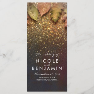 Gold Glitzer Herbstlaubs Vintage Wedding Programme