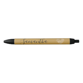 Gold Glitzer Herz Personalisierter Name Kugelschreiber