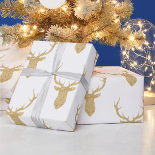 Gold Glitzer Hirsch Kopf Silhouette Geschenkpapier