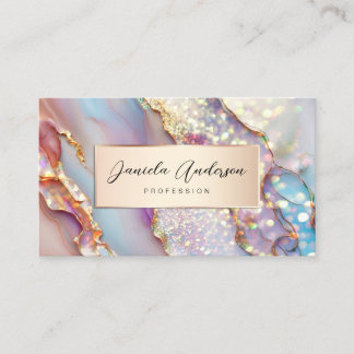 Gold Glitzer Holographic Opal Textures QR Code Visitenkarte