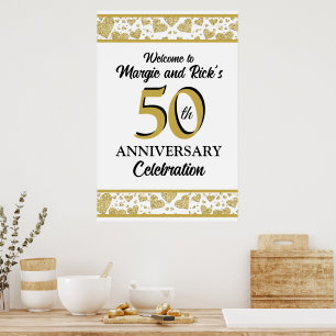 Gold Glitzer Hört 50 Jahre Jubiläum Poster