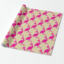 Gold Glitzer Hot Pink Flamingo Wrapping Paper Geschenkpapier