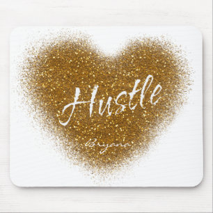 Gold Glitzer HUSTLE Herz Personalisiert Mouse Pad Mousepad
