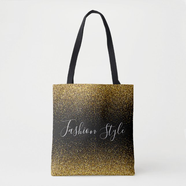 Gold-Glitzer im Black Mode-Stil Tasche (Vorderseite)