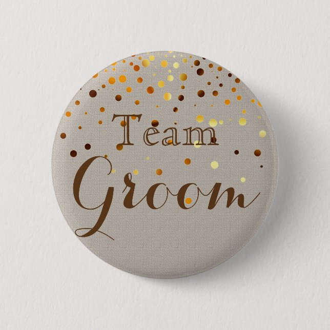 Gold Glitzer Imitate Foil Confetti Wedding Team Gr Button (Vorderseite)