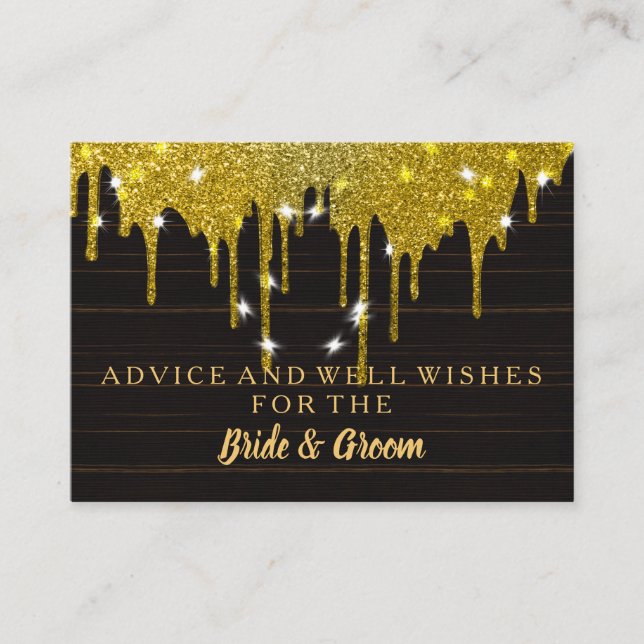 Gold Glitzer Imitate Hochzeitsratenkarte Hinweiskarte (Vorderseite)
