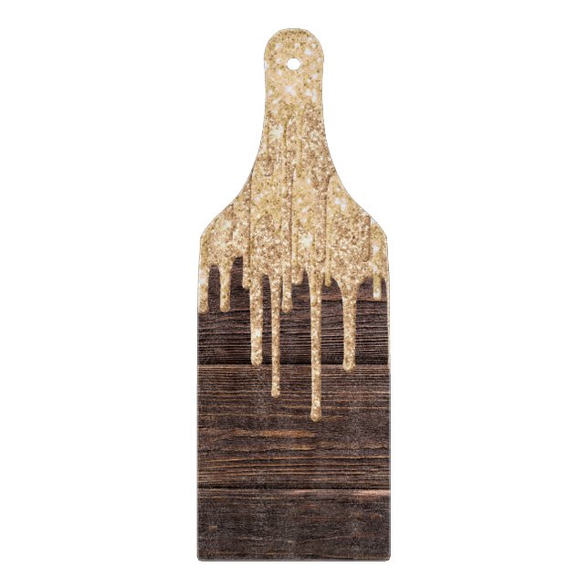 Gold Glitzer Imitate Holzcharcuterie Epoxid ausseh Schneidebrett (Vorderseite)