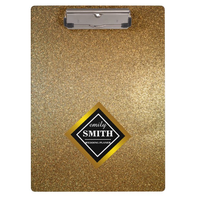 Gold Glitzer Imitats Personalisiert Klemmbrett (Vorderseite)