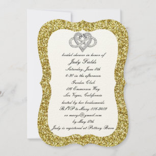 Gold Glitzer Infinity Heart Brautparty laden Einladung