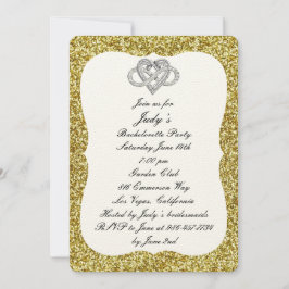 Gold Glitzer Infinity Heart Junggeselinnen-Abschie Einladung